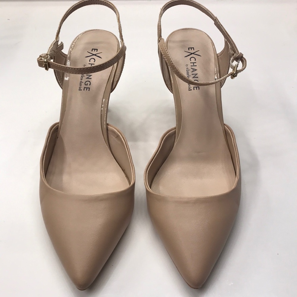 Exchange by Charles David Nude Ankle Strap Pumps